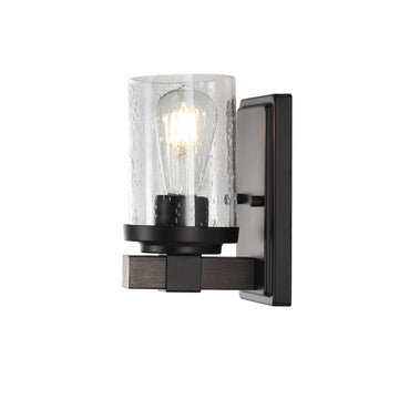 Bungalow Iron/Seeded Glass Rustic Farmhouse LED Vanity Light - JONATHAN Y